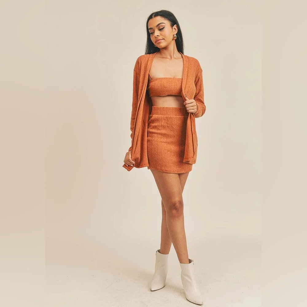 Rust Ribbed Skirt